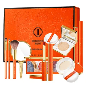 Hot Selling orange Tiktok Makeup Set Box Durable Beginner Essential 11 Piece all in one Beauty Gift Box Cosmetic sets