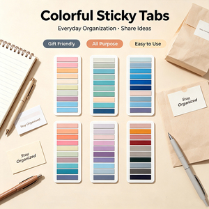 แท็บสีสันสดใส SK 6 ชุด แผ่นบันทึกแบบติดเอง จัดระเบียบเอกสาร หลายสี - Product Image 3