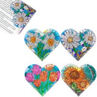Personnalisé 4 pièces/ensemble couleurs assorties peint à la main fleur signet forme spéciale diamant signets en cuir fait à la main