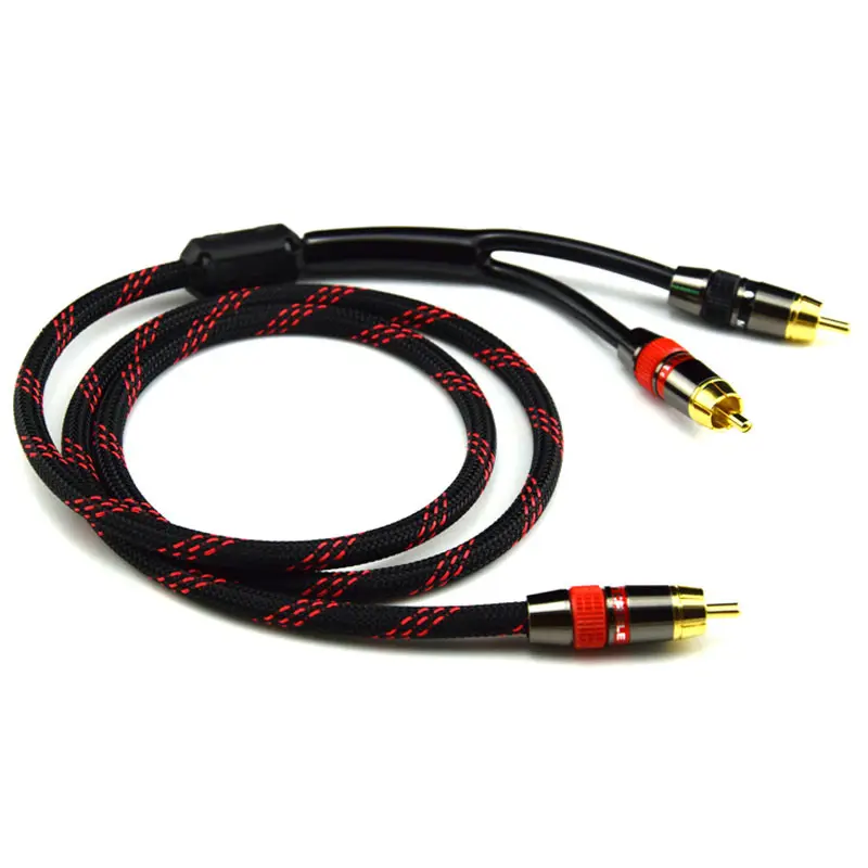 HIFI Single RCA to Dual RCA Subwoofer audio cable Pure Copper One Sub-2 Splitter Y RCA Cable