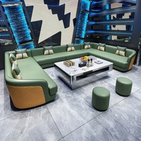 Canapés en bambou modernes en forme de L et en forme de U pour KTV et bars/clubs, personnalisables, ensemble de mobilier de bar de luxe léger avec panneaux, mobilier événementiel