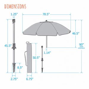 Sombrilla de Playa Grande de 7.5 Pies con Poste Telescópico de Aluminio Inclinable, Ventilación de Aire, Varillas de Fibra de Vidrio, Anclaje Giratorio para Arena y Césped, y Bolsa de Transporte - Product Image 3
