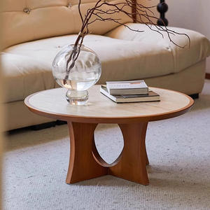 Mesa de Centro Redonda Scarpa de Madera Maciza, Estilo Retro, Muebles para Sala de Estar - Product Image 3