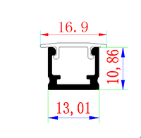 Profilé en aluminium 6063-T5 série 6000, argent, noir, blanc, LED, diffuseur opale en forme de U encastré, bande LED 12 mm, éclairage de meuble