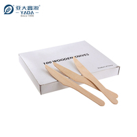 Couteau en bois de bouleau biodégradable jetable YADA 160mm 100pcs * 50 sacs pour le camping en stock et prêt pour une expédition rapide