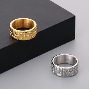 Rétro Irrégulier Concave-<span class=keywords><strong>convexe</strong></span> Ligne Anneau Hommes et Femmes Personnalité Large Bijoux En Gros - Product Image 5