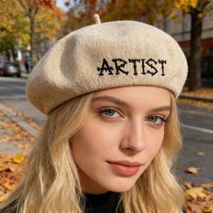 COHUY Berretto in denim ricamato da donna stile blogger Instagram, estivo, artistico, retrò, versatile, cappello da pittore (per teste grandi) - Product Image 3