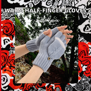 Sarung tangan ajaib setengah jari pria, sarung tangan akrilik hangat musim dingin untuk olahraga luar ruangan nyaman dan lembut untuk bersepeda memancing - Product Image 5