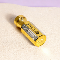 Flacon d'huile essentielle personnalisé avec logo, bouchon à vis octogonal doré, 3 ml, 6 ml, 12 ml, imprimé UV, en verre, pour parfum Attar, huile d'Oud, avec bouchon métallique