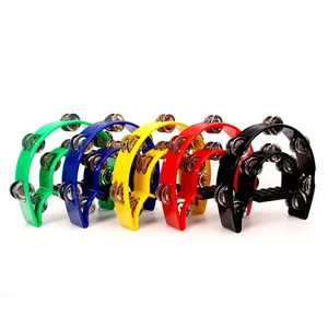 Colorful Fashion Style Double Row Tambourine Professional Musical Percussion Instruments Plastic Hand Bell
