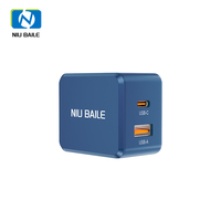 NIUBAILE AC-A045-A Chargeur mural ultra mini pliable 45W GaN avec câble de 1,8 m, ports Type-C/USB, charge rapide 18W PD3.1/FCP, respectueux de l'environnement