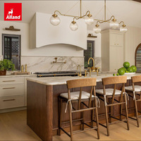 Armoire de cuisine Alland Frameless Slim Shaker de luxe, blanc laiteux ou crème, en contreplaqué de 3/4 po, avec charnières à fermeture douce, avec évier et plan de travail
