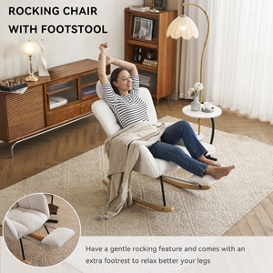 Moderna Poltrona Reclinabile a Dondolo Bianca per Soggiorno, Ufficio o Appartamento d'Albergo - Product Image 6