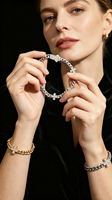 Rantai Hip Hop Mewah Model Cuban Perak 925 Solid Berhiaskan Moissanite Berkilau  Logo Dapat Disesuaikan Gelang Cuban Dengan Berlian Laboratorium