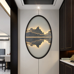 <b>Wall</b> Lamp Oval 3D Landscape Painting Led <b>Light</b> Source E27 <b>Switch</b> Control For Entrance Hall Sofa Background Custom Made - Product Image 3