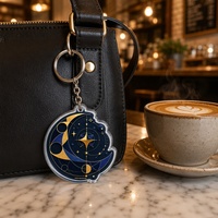 Porte-clés en acrylique personnalisé Ciel Étoilé, Design Galaxie Or et Bleu Marine, Forme Irrégulière, Cadeau Souvenir Ciel Étoilé, Vente en Gros