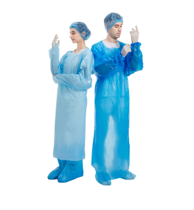 Hubei Haixin approvisionnement médical bleu robe d'isolement jetable grand PPE étanche en plastique Robe en gros vêtements chirurgicaux - Product Image 6