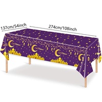 Nappe Eid Mubarak, nappe de table blanche, noire, bleue, violette, lune, nappe Eid, fête musulmane, festival islamique, fournitures pour la fête du Ramadan