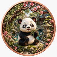 Монета из чистой меди 999 пробы, 5 унций, с высоким рельефом, 3D, серия «Милая панда», цветная, коллекционное издание, с гальваническим покрытием и УФ-печатью