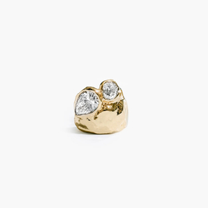 <span class=keywords><strong>Orecchini</strong></span> a clip con doppio diamante a texture irregolare effetto fuso, in Argento S925 placcato Oro 18k, con due pietre, per orecchie non forate - Product Image 2
