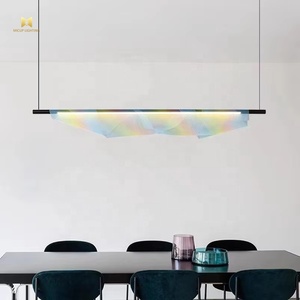 Modern Design Regenboog Led Hanglamp Netschaduw Kleurrijke Strip Kroonluchter Lange Vorm Hangende Plafondlamp - Product Image 3