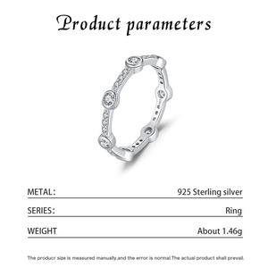 S925 <b>Silver</b> <b>Eternity</b> Band <b>Ring</b> With Round Diamond Bezel Setting Pave Detail Geometric Classic Unisex Engagement <b>Ring</b> - Product Image 2
