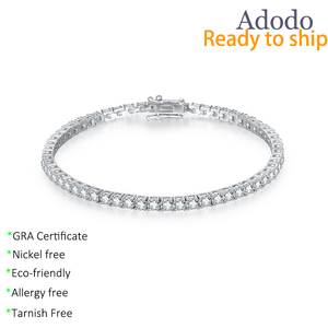 Pulsera de tenis de moissanita VVS1 GRA de corte redondo de 3 mm, superventas, de plata de ley 925 chapada en oro, joyería clásica unisex - Product Image 1