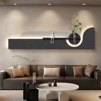 Lukisan Dinding Relief 3D Skandinavia Buatan Tangan, Seni Dinding untuk Teras, Aula, Lobi, Horizontal, Dilengkapi Lampu LED, Bahan Batu Pasir dengan Vas