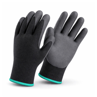 Fournisseur fiable LF1331 Gants en mousse de latex noire en vrac, cinq doigts, compatibles écran tactile, haute adhérence, gants de sécurité pour l'usine