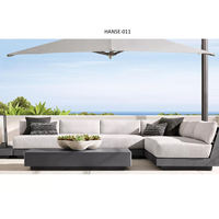 Design moderne et contemporain 4 pièces Ensemble de canapés d'extérieur en aluminium thermolaqué de luxe pour salle à manger, cour, hôtel, villa, terrasse
