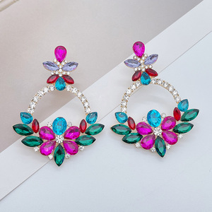 Pendientes Colgantes de Cristal con Flores Bohemias, Pendientes de Cristal de Colores para <span class=keywords><strong>Mujer</strong></span>, Joyería Vintage - Product Image 1