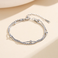 VEWANT Factory Chaîne de cheville en acier inoxydable 304 plaqué or 18 carats, faite à la main, double couche, style corde et serpent, bijoux de haute qualité en gros