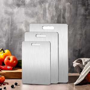 Paquete de 3 bloques de cortar de doble cara de grado alimenticio 100 puro grueso de acero inoxidable tabla de cortar de titanio para cocina 36cm X 25cm 34x23 - Product Image 1