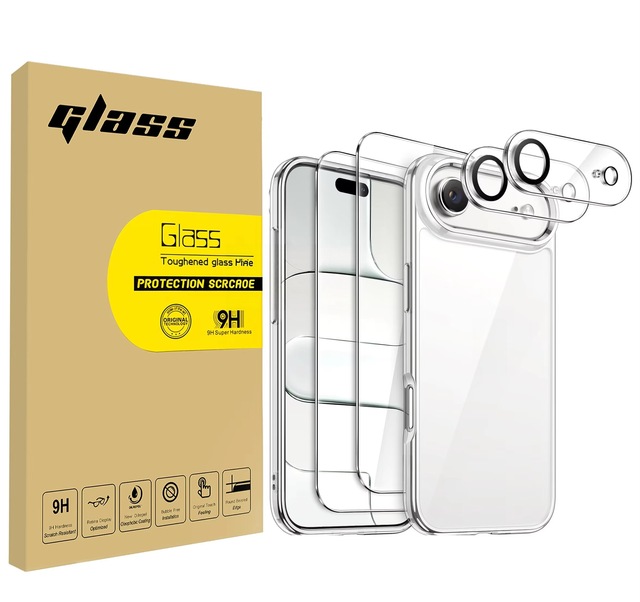 5-in-1 Rugged Case for iPhone 11/12/13/14/15/16/17/18 Pro Max 6.9'', with 2x 9H Screen & Lens Protector, Shockproof Full Kit