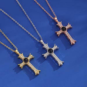 GIVELUCK gioielli religiosi per bambini all'ingrosso materiale metallico di proiezione ciondolo croce di Zirconia di ispirazione cattolica - Product Image 1