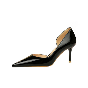 Zapatos de Tacón de Aguja de Cuero Charol Premium para Mujer, Diseño Clásico y Sencillo, con Aberturas Laterales, Suaves y Cómodos para Verano y Otoño - Product Image 1