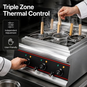 เครื่องต้มบะหมี่ไฟฟ้าเชิงพาณิชย์ 6 ตะกร้า 220V 6kW แบบตั้งโต๊ะ สำหรับร้านอาหาร ราเมน อุด้ง โฟ พาสต้า - Product Image 5