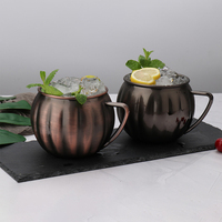 Tasses à vodka en cuivre martelé personnalisées avec poignée, vente en gros, grandes mugs Moscow Mule en acier inoxydable de style antique
