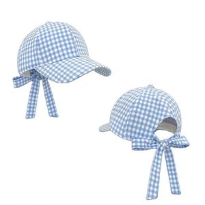 Gorra de Béisbol a Cuadros Estilo Coreano Japonés, Linda, con Lazo y Correa, para Mujer, Casual, Deportiva, Primavera-Verano - Product Image 2