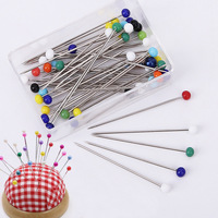 Épingles à hijab en verre avec tête de boule, vente en gros, colorées, environ 50 pièces/boîte, perles décoratives pour bricolage