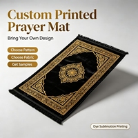 Tapis de prière musulman en gros en raschel noir et or imprimé mosquée Sejadah pour revendeur e-commerce, boutique en ligne, cadeau Ramadan Aïd