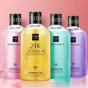 Gel de banho hidratante para o corpo com perfume branqueador suave e colorido, esfoliante em ouro 24K de marca própria