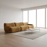 Fabrik-Großhandel Komfortables Wohnzimmer-Kompressionssofa-Set Modulares Ecksofa Dreisitzer Maßgefertigte Holzbeine Italienisch Minimalistisch