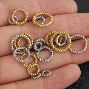 Anneaux torsadés en acier inoxydable pour la fabrication de bracelets, couleur or et argent, plaqué or 18 carats, accessoires de bijouterie H1694 - Product Image 2