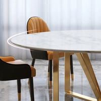 Ensemble de table à manger de luxe en marbre rond de grande taille pour 6, 8 ou 10 personnes