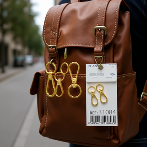 Moschettoni Portachiavi Ilan 40mm Placcati Oro Tipo Gancio - Product Image 3