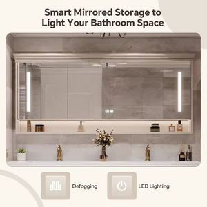 Meuble-lavabo <span class=keywords><strong>de</strong></span> <span class=keywords><strong>salle</strong></span> <span class=keywords><strong>de</strong></span> <span class=keywords><strong>bain</strong></span> 60-92 pouces avec double vasque personnalisable, meuble-lavabo autoportant <span class=keywords><strong>de</strong></span> luxe français avec <span class=keywords><strong>miroir</strong></span> intelligent anti-buée - Product Image 4