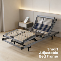 Lit en fer inclinable intelligent, moderne, durable et réglable, personnalisable OEM/ODM, avec lattes en bois |   Télécommande multi-modes |   Écologique |   Chambre à coucher