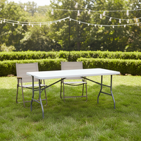 Table de banquet carrée pliable en HDPE blanc simple, tables pliantes économiques pour mariages et fêtes, faible MOQ