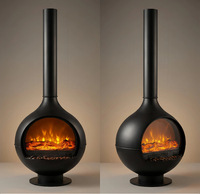 Cheminée électrique LED 3D réaliste personnalisée avec télécommande, thermostat intelligent réglable, économe en énergie, version anglaise